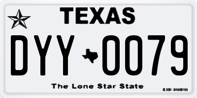 TX license plate DYY0079