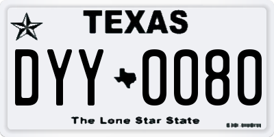 TX license plate DYY0080