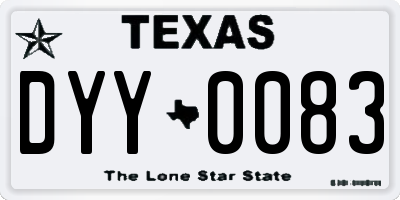 TX license plate DYY0083