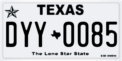 TX license plate DYY0085