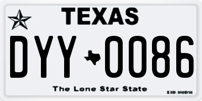 TX license plate DYY0086
