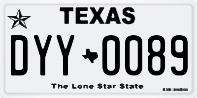 TX license plate DYY0089