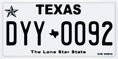 TX license plate DYY0092