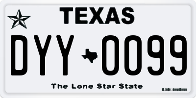 TX license plate DYY0099
