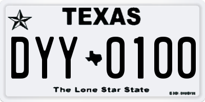 TX license plate DYY0100