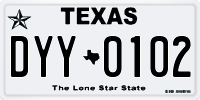 TX license plate DYY0102