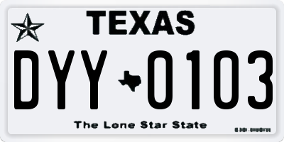TX license plate DYY0103