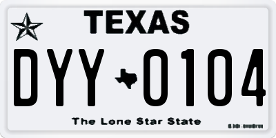 TX license plate DYY0104