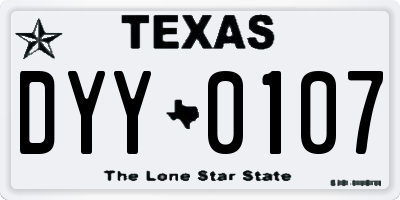 TX license plate DYY0107