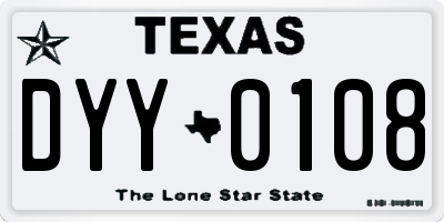 TX license plate DYY0108