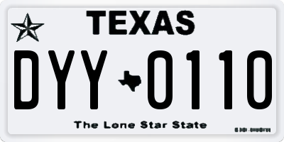 TX license plate DYY0110