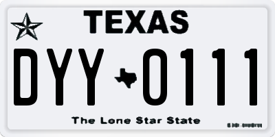 TX license plate DYY0111