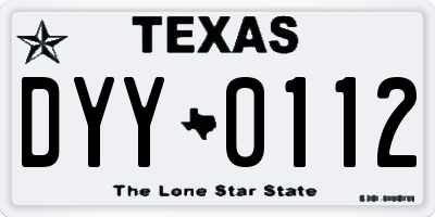 TX license plate DYY0112