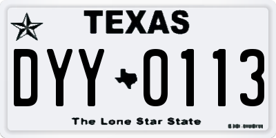 TX license plate DYY0113