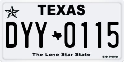 TX license plate DYY0115