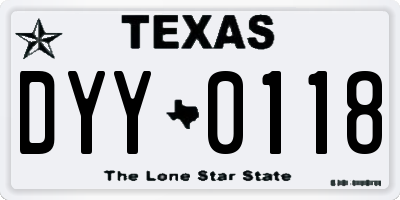 TX license plate DYY0118