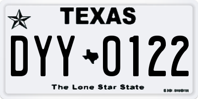 TX license plate DYY0122