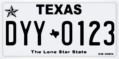 TX license plate DYY0123
