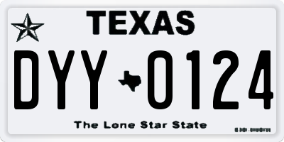 TX license plate DYY0124