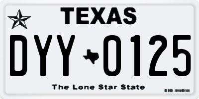 TX license plate DYY0125