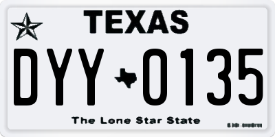 TX license plate DYY0135