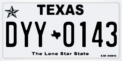 TX license plate DYY0143