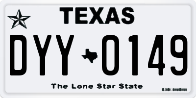 TX license plate DYY0149