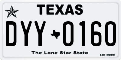 TX license plate DYY0160