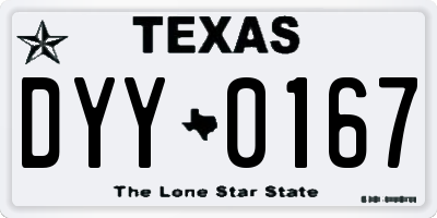 TX license plate DYY0167