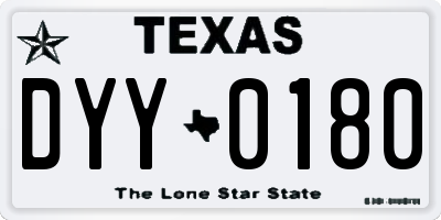 TX license plate DYY0180