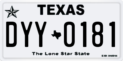 TX license plate DYY0181