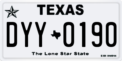 TX license plate DYY0190