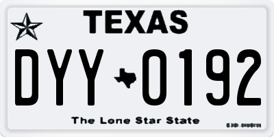 TX license plate DYY0192