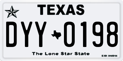 TX license plate DYY0198