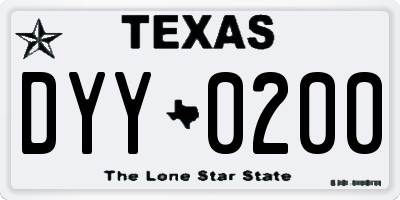 TX license plate DYY0200