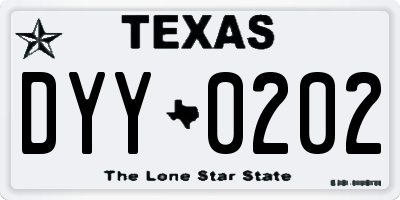 TX license plate DYY0202
