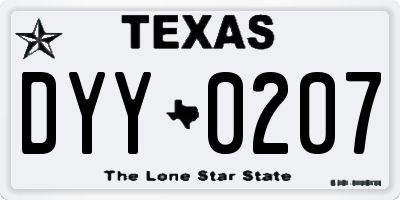 TX license plate DYY0207