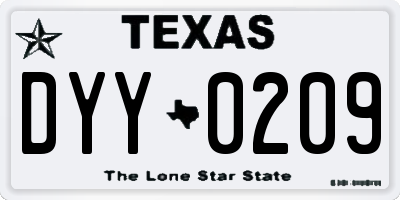 TX license plate DYY0209