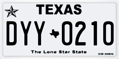 TX license plate DYY0210