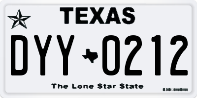 TX license plate DYY0212