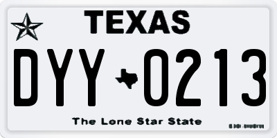 TX license plate DYY0213
