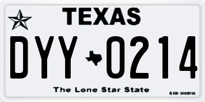 TX license plate DYY0214