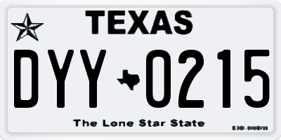 TX license plate DYY0215