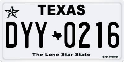 TX license plate DYY0216