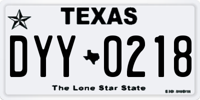 TX license plate DYY0218