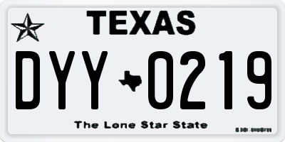 TX license plate DYY0219