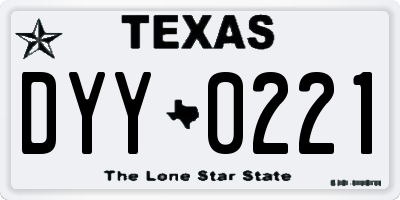 TX license plate DYY0221