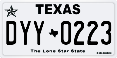TX license plate DYY0223