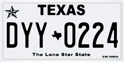 TX license plate DYY0224