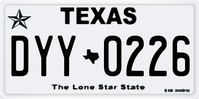 TX license plate DYY0226